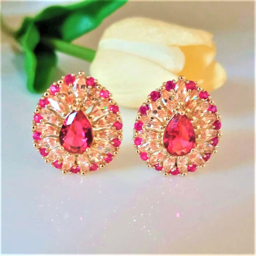 Ruby & Citrine Studs