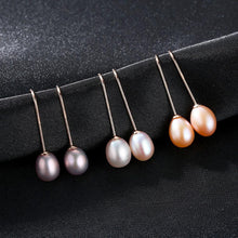 Load image into Gallery viewer, Pure 92.5 Sterling Silver Natural Pearl Dangle Earrings - Enumu