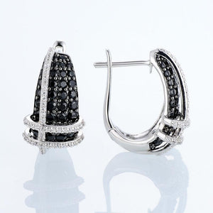 Pure 92.5 Sterling Silver Black Sapphire & CZ Earrings - Enumu
