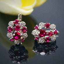 Load image into Gallery viewer, Pure 92.5 Sterling Silver Ruby &amp; CZ Studs - Enumu