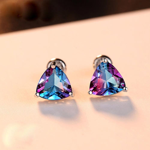 Sterling Silver Rainbow  Fire Mystic Topaz Studs - Enumu