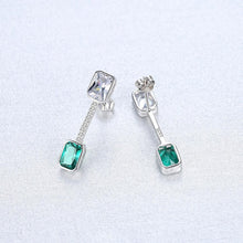 Load image into Gallery viewer, Sterling Silver Emerald and CZ Dangle Earrings - Enumu