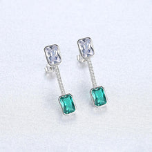 Load image into Gallery viewer, Sterling Silver Emerald and CZ Dangle Earrings - Enumu