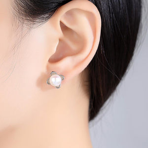 Sterling Silver Natural Gray Pearl Studs - Enumu