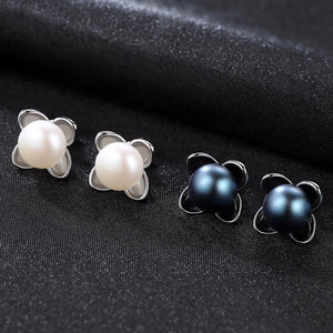 Sterling Silver Natural Gray Pearl Studs - Enumu