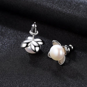 Sterling Silver Natural Gray Pearl Studs - Enumu