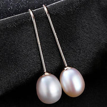 Load image into Gallery viewer, Pure 92.5 Sterling Silver Natural Pearl Dangle Earrings - Enumu