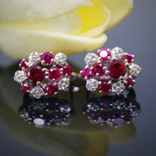 Load image into Gallery viewer, Pure 92.5 Sterling Silver Ruby &amp; CZ Studs - Enumu