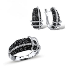 Load image into Gallery viewer, Sterling Silver Black Sapphire &amp; CZ set - Enumu