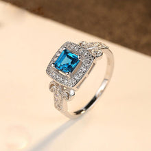 Load image into Gallery viewer, Pure 92.5 Sterling Silver Designer CZ &amp; Blue Topaz Ring - Enumu