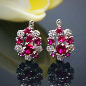 Pure 92.5 Sterling Silver Ruby & CZ Studs - Enumu