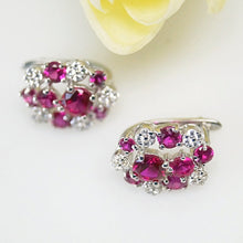 Load image into Gallery viewer, Pure 92.5 Sterling Silver Ruby &amp; CZ Studs - Enumu