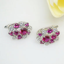 Load image into Gallery viewer, Pure 92.5 Sterling Silver Ruby &amp; CZ Studs - Enumu