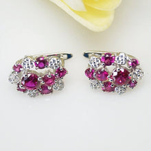 Load image into Gallery viewer, Pure 92.5 Sterling Silver Ruby &amp; CZ Studs - Enumu