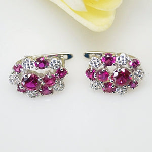 Pure 92.5 Sterling Silver Ruby & CZ Studs - Enumu