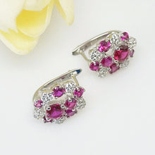 Load image into Gallery viewer, Pure 92.5 Sterling Silver Ruby &amp; CZ Studs - Enumu