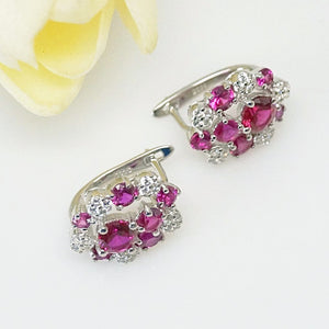 Pure 92.5 Sterling Silver Ruby & CZ Studs - Enumu