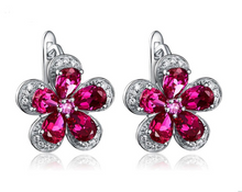 Load image into Gallery viewer, Pure 92.5 Sterling Silver 5.24 Ct Ruby Flower Studs - Enumu