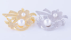 YGP Pearl Flower Brooch or Saree Pin - Enumu