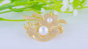 YGP Pearl Flower Brooch or Saree Pin - Enumu