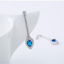 Load image into Gallery viewer, Blue Sapphire Designer Long Dangle Earrings - Enumu