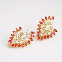 Load image into Gallery viewer, Big Ruby and CZ Studs/ Earrings - Enumu