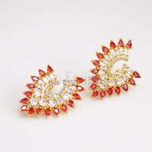 Big Ruby and CZ Studs/ Earrings - Enumu