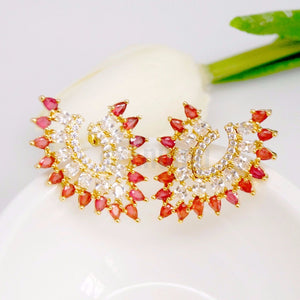 Big Ruby and CZ Studs/ Earrings - Enumu