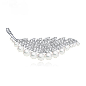 Pearl Leaf Brooch or Saree Pin - Enumu