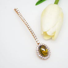Load image into Gallery viewer, Uncut Peridot and CZ Hair Clip - Enumu