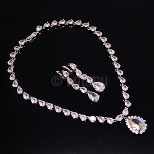 Diamond Necklace with Earrings Set - Enumu