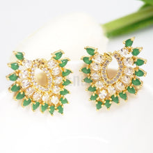 Load image into Gallery viewer, Big Emerald and CZ Studs /Earrings - Enumu