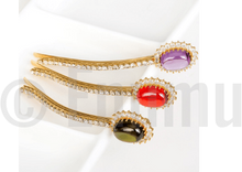Load image into Gallery viewer, Uncut Peridot and CZ Hair Clip - Enumu