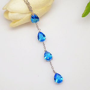 Aquamarine Long Pendant with Chain - Enumu