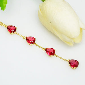 Ruby Long Pendant with Chain - Enumu