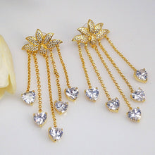Load image into Gallery viewer, Super Long Lotus Swiss Zircon Dangle Earrings - Enumu