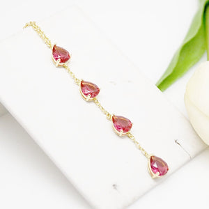 Ruby Long Pendant with Chain - Enumu