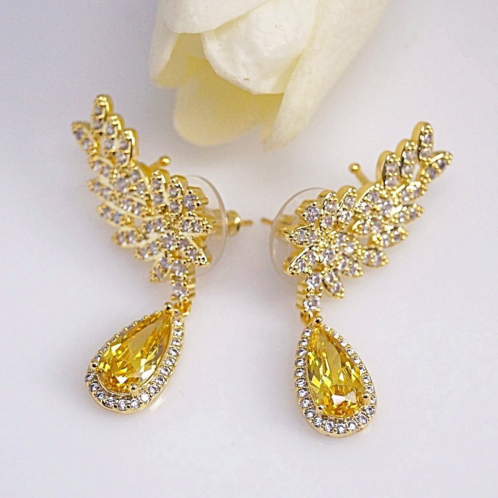 Citrine Cuffs & Dangle Earrings - Enumu