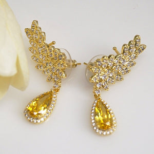 Citrine Cuffs & Dangle Earrings - Enumu