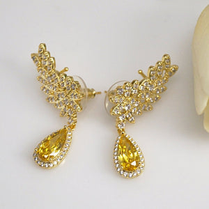 Citrine Cuffs & Dangle Earrings - Enumu