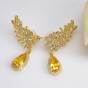 Citrine Cuffs & Dangle Earrings - Enumu