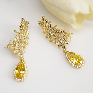 Citrine Cuffs & Dangle Earrings - Enumu