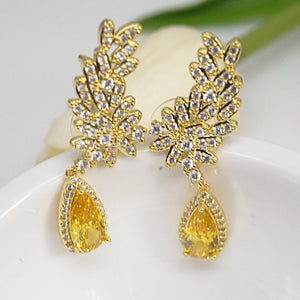 Citrine Cuffs & Dangle Earrings - Enumu