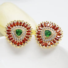 Load image into Gallery viewer, Orange Spessartine &amp; Emerald Studs - Enumu