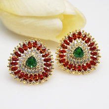 Load image into Gallery viewer, Orange Spessartine &amp; Emerald Studs - Enumu