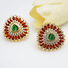 Load image into Gallery viewer, Orange Spessartine &amp; Emerald Studs - Enumu
