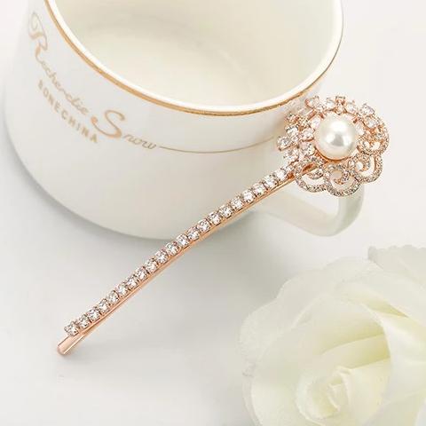 Pearl and CZ Hair Clip - Enumu