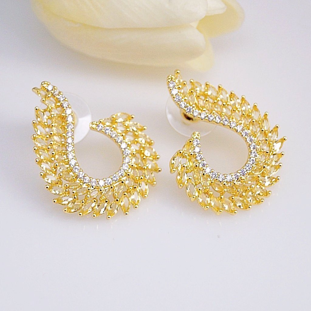 Super Big Yellow Citrine CZ Studs - Enumu