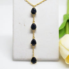 Load image into Gallery viewer, Black Sapphire Long Pendant with Chain - Enumu
