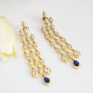 Blue Sapphire CZ Dangle earrings - Enumu